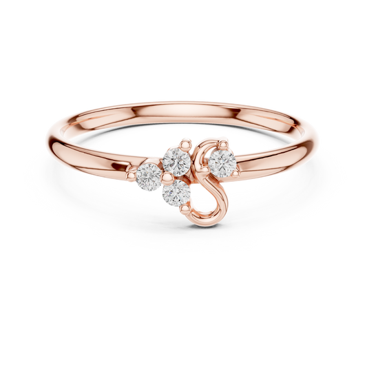 Sacred Spark Diamond Ring | Floral Curve Silver Gold Plated  Craft | Luxury Love Symbol Jewelry Collection