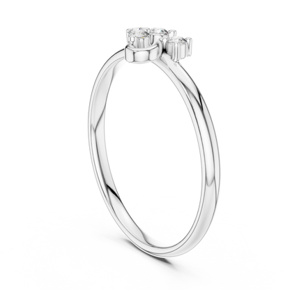 Sacred Spark Diamond Ring | Floral Curve Silver Gold Plated  Craft | Luxury Love Symbol Jewelry Collection