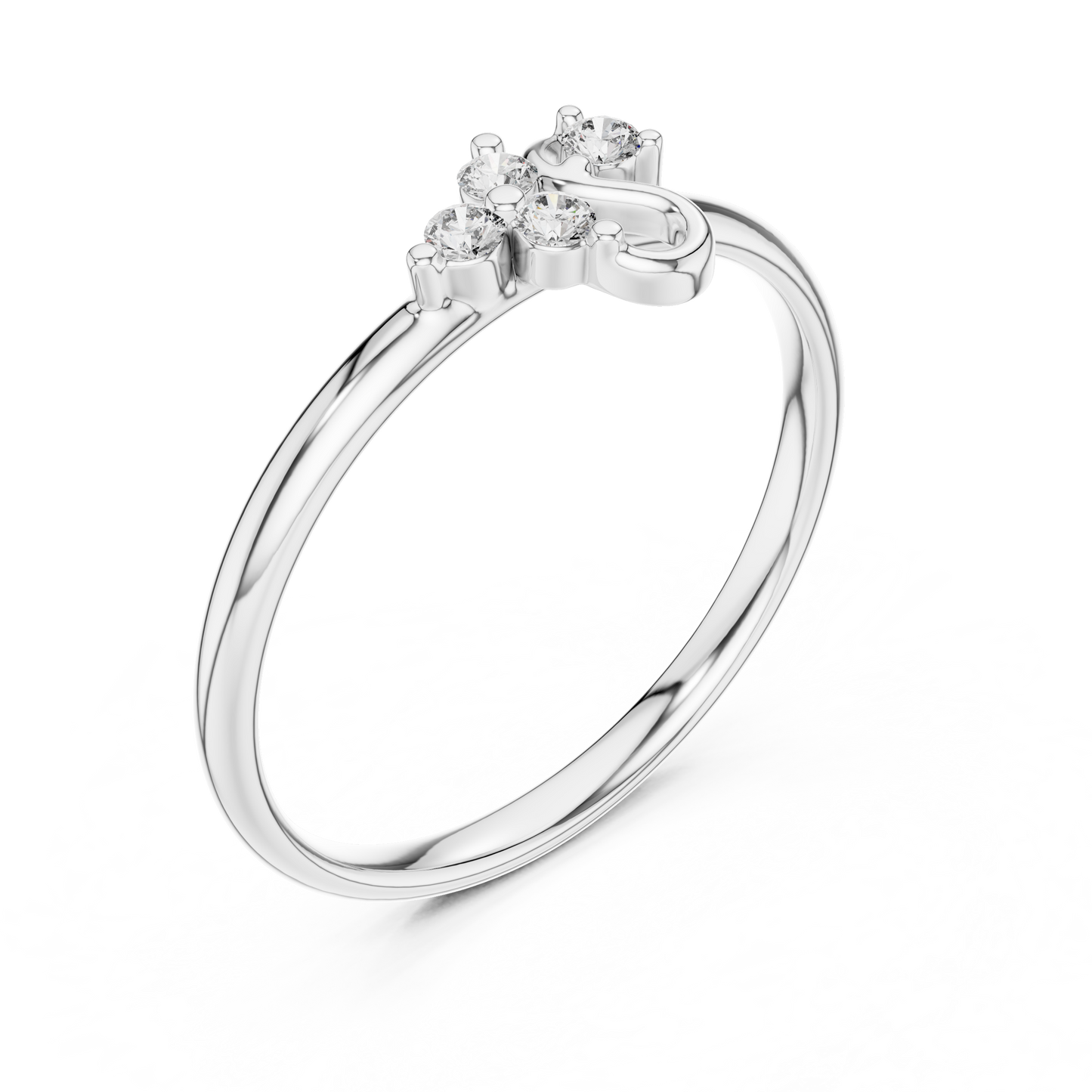 Sacred Spark Diamond Ring | Floral Curve Silver Gold Plated  Craft | Luxury Love Symbol Jewelry Collection