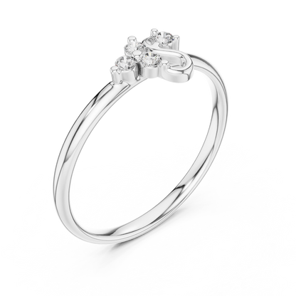 Sacred Spark Diamond Ring | Floral Curve Silver Gold Plated  Craft | Luxury Love Symbol Jewelry Collection