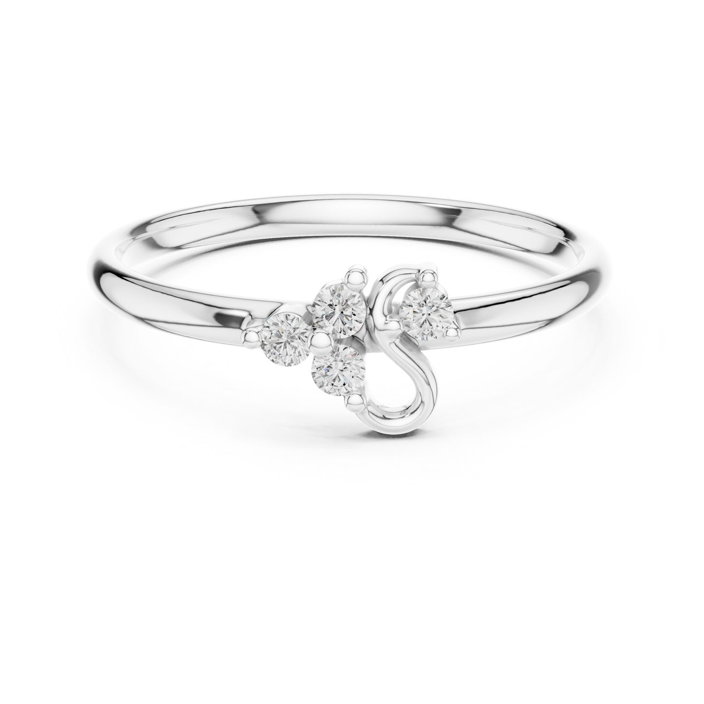 Sacred Spark Diamond Ring | Floral Curve Silver Gold Plated  Craft | Luxury Love Symbol Jewelry Collection