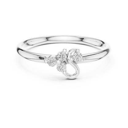 Sacred Spark Diamond Ring | Floral Curve Silver Gold Plated  Craft | Luxury Love Symbol Jewelry Collection