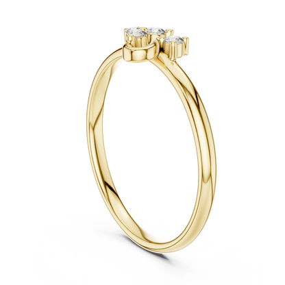 Sacred Spark Diamond Ring | Floral Curve Silver Gold Plated  Craft | Luxury Love Symbol Jewelry Collection