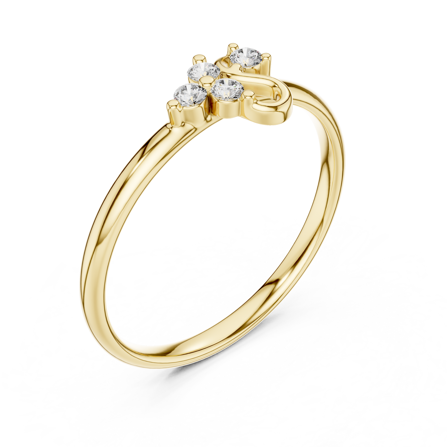Sacred Spark Diamond Ring | Floral Curve Silver Gold Plated  Craft | Luxury Love Symbol Jewelry Collection
