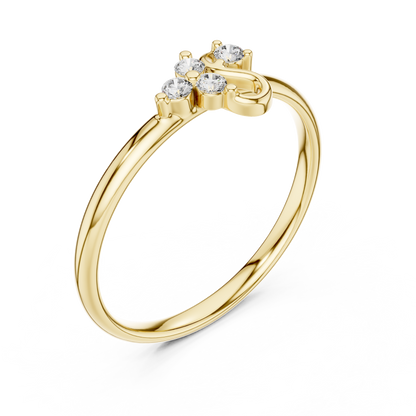 Sacred Spark Diamond Ring | Floral Curve Silver Gold Plated  Craft | Luxury Love Symbol Jewelry Collection