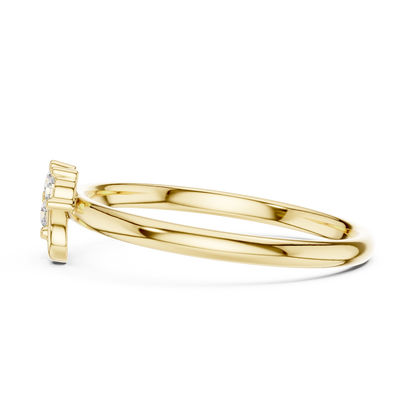 Sacred Spark Diamond Ring | Floral Curve Silver Gold Plated  Craft | Luxury Love Symbol Jewelry Collection