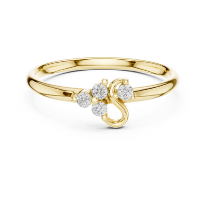 Sacred Spark Diamond Ring | Floral Curve Silver Gold Plated  Craft | Luxury Love Symbol Jewelry Collection
