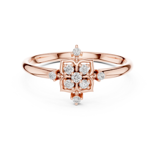 Sacred Floral Diamond Ring | Ancient Symbol Power Design | Luxury Gold Spiritual Statement Jewelry