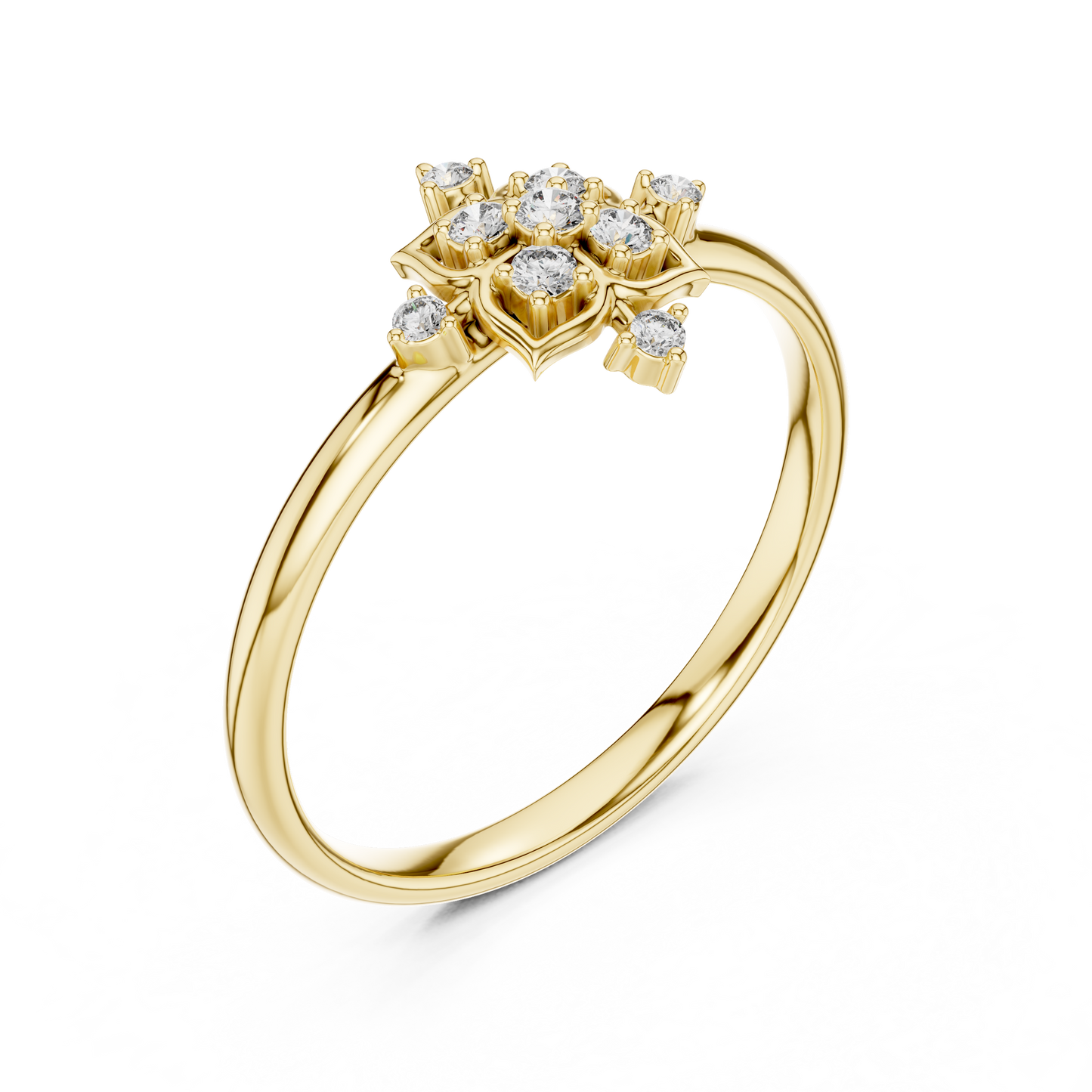 Sacred Floral Diamond Ring | Ancient Symbol Power Design | Luxury Gold Spiritual Statement Jewelry