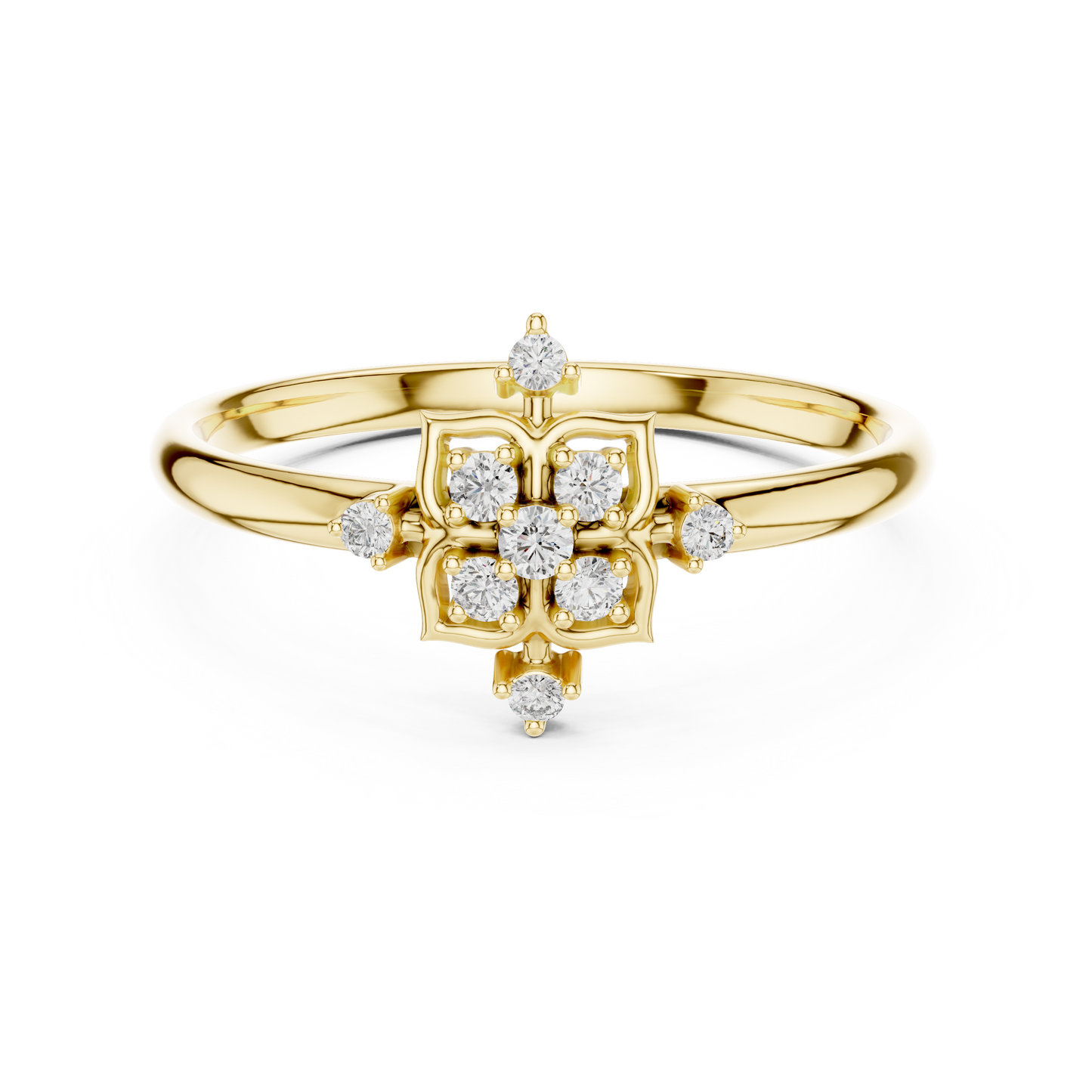 Sacred Floral Diamond Ring | Ancient Symbol Power Design | Luxury Gold Spiritual Statement Jewelry