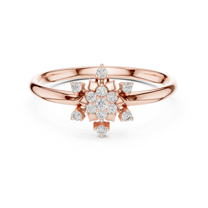 Blooming Floral Diamond Ring | Elegant Silver Gold Plated  Statement Jewelry | Perfect Anniversary Gift For Her