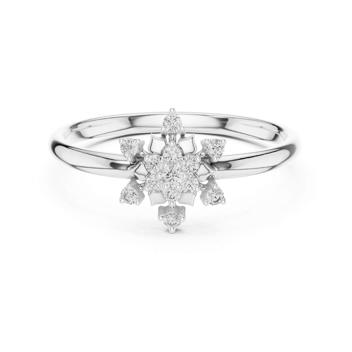 Blooming Floral Diamond Ring | Elegant Silver Gold Plated  Statement Jewelry | Perfect Anniversary Gift For Her