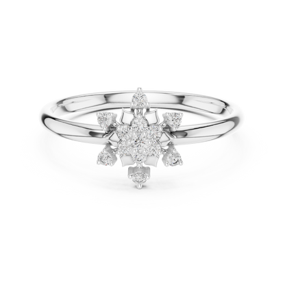 Blooming Floral Diamond Ring | Elegant Silver Gold Plated  Statement Jewelry | Perfect Anniversary Gift For Her