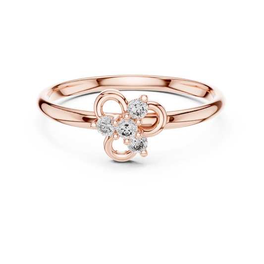 Petite Diamond Floral Ring | Minimal Gold Knot Promise Style | Delicate Engagement Jewelry Gift