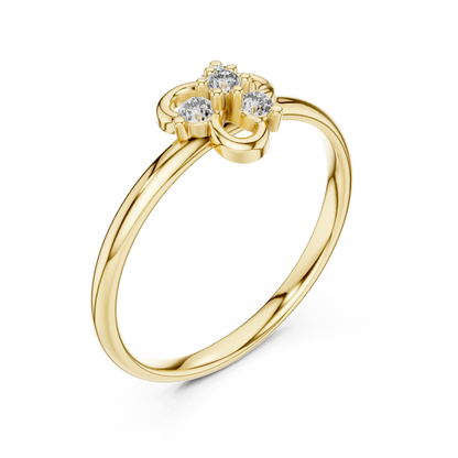 Petite Diamond Floral Ring | Minimal Silver Rose Plated Knot Promise Style | Delicate Engagement Jewelry Gift