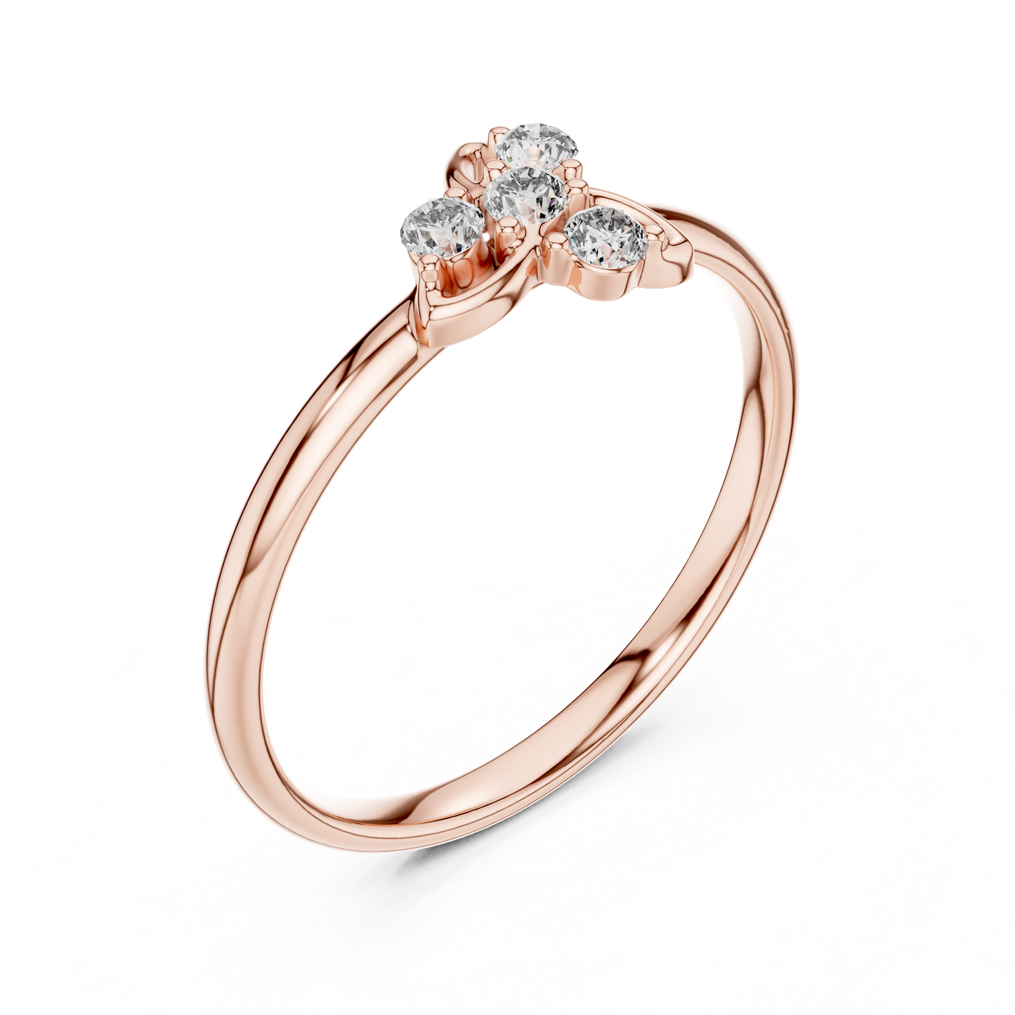 Refined Diamond Floral Ring | Elegant Silver Rose Plated Minimal Design | Everyday Luxury With Meaning