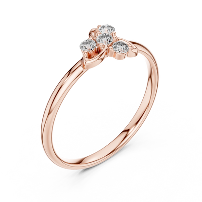 Refined Diamond Floral Ring | Elegant Silver Rose Plated Minimal Design | Everyday Luxury With Meaning