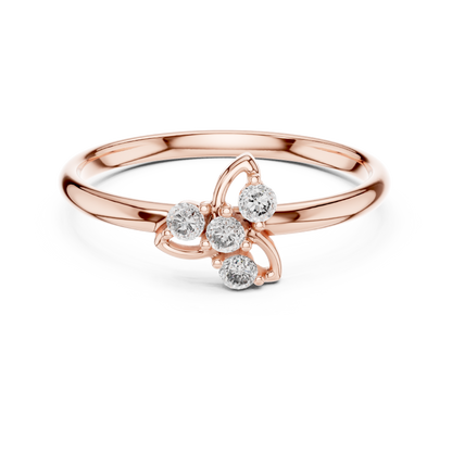 Refined Diamond Floral Ring | Elegant Silver Rose Plated Minimal Design | Everyday Luxury With Meaning