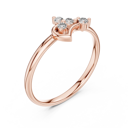 Heart Diamond Promise Ring | Minimal Romantic Fine Jewelry | Gift For Her Daily Wear Love