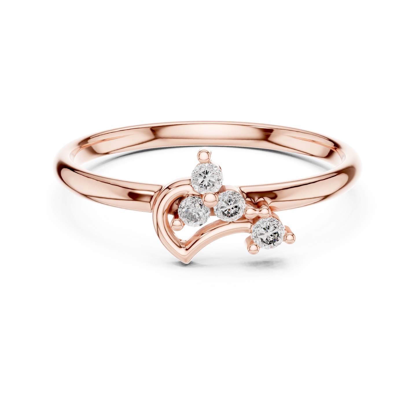 Heart Diamond Promise Ring | Minimal Romantic Fine Jewelry | Gift For Her Daily Wear Love