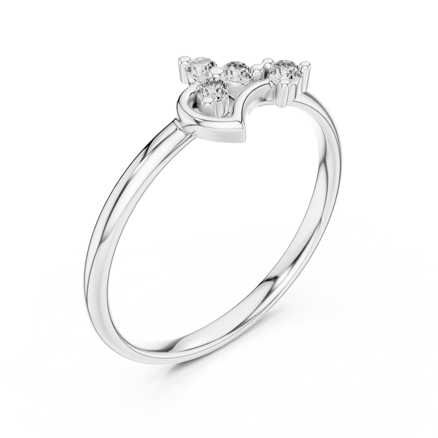 Heart Diamond Promise Ring | Minimal Romantic Fine Jewelry | Gift For Her Daily Wear Love