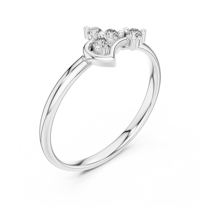 Heart Diamond Promise Ring | Minimal Romantic Fine Jewelry | Gift For Her Daily Wear Love