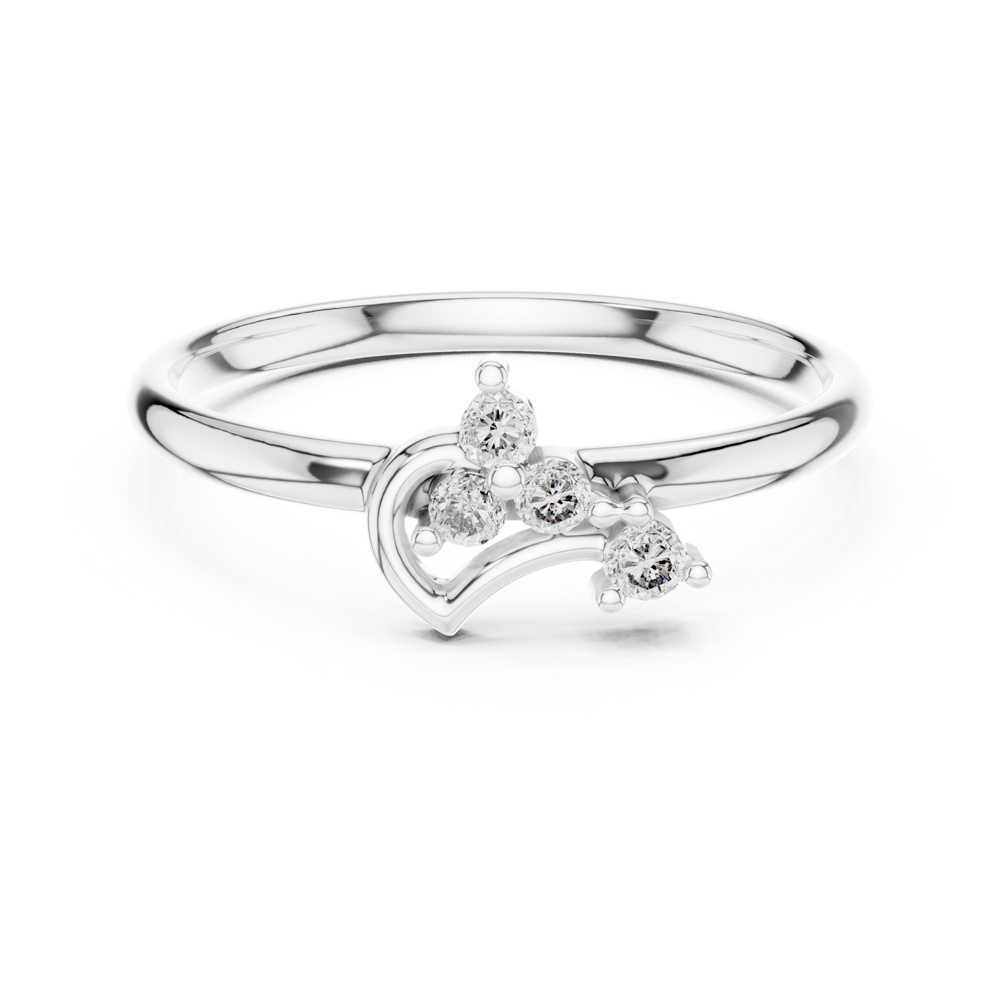 Heart Diamond Promise Ring | Minimal Romantic Fine Jewelry | Gift For Her Daily Wear Love