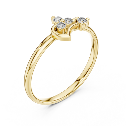 Heart Diamond Promise Ring | Minimal Romantic Fine Jewelry | Gift For Her Daily Wear Love