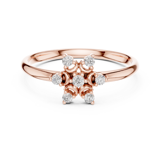 Floral Star Diamond Ring | Elegant Gold Fine Jewelry | Minimalist Engagement Wedding Promise Ring