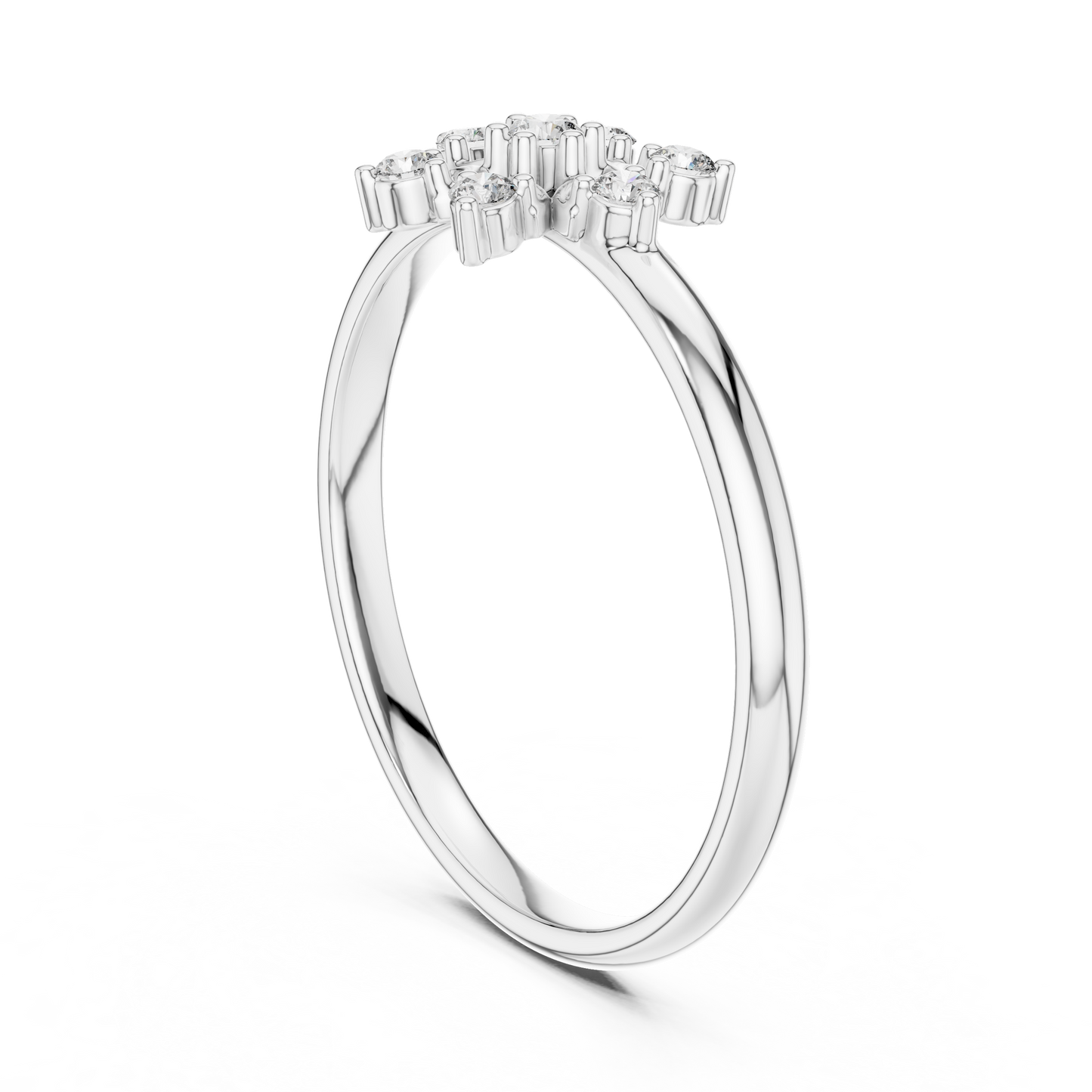 Floral Star Diamond Ring | Elegant Silver Rose Plated  Fine Jewelry | Minimalist Engagement Wedding Promise Ring