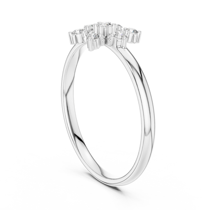 Floral Star Diamond Ring | Elegant Silver Rose Plated  Fine Jewelry | Minimalist Engagement Wedding Promise Ring