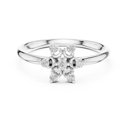 Floral Star Diamond Ring | Elegant Silver Rose Plated  Fine Jewelry | Minimalist Engagement Wedding Promise Ring