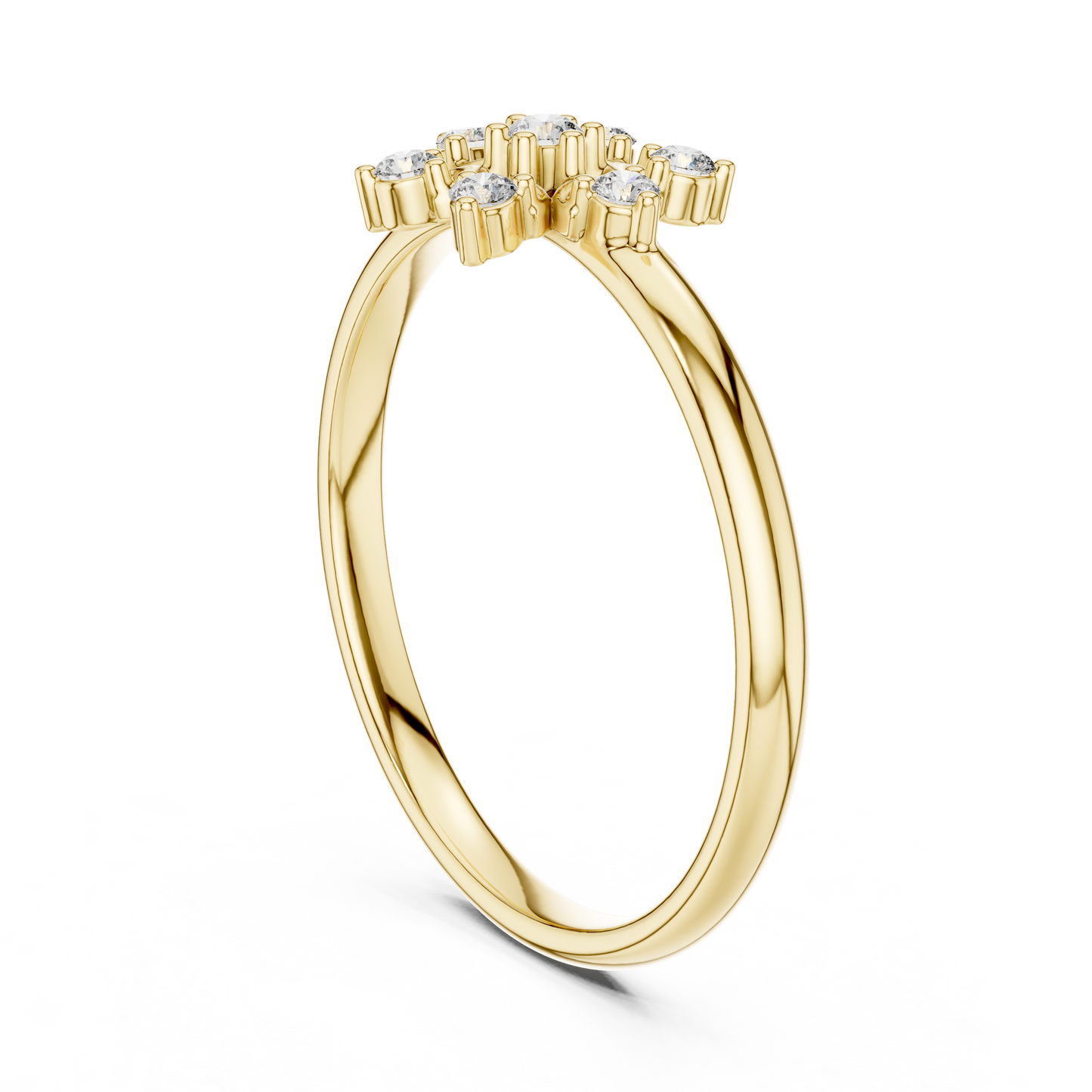 Floral Star Diamond Ring | Elegant Silver Rose Plated  Fine Jewelry | Minimalist Engagement Wedding Promise Ring