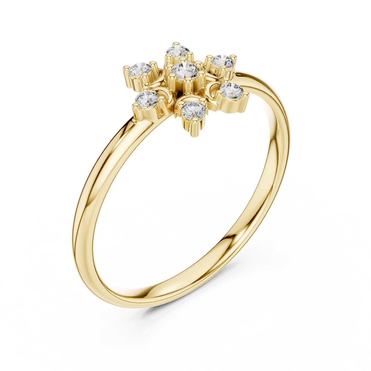 Floral Star Diamond Ring | Elegant Silver Rose Plated  Fine Jewelry | Minimalist Engagement Wedding Promise Ring