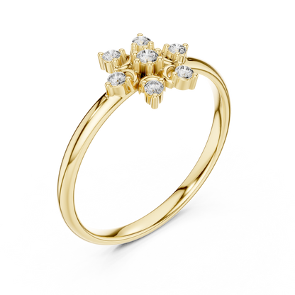 Floral Star Diamond Ring | Elegant Silver Rose Plated  Fine Jewelry | Minimalist Engagement Wedding Promise Ring