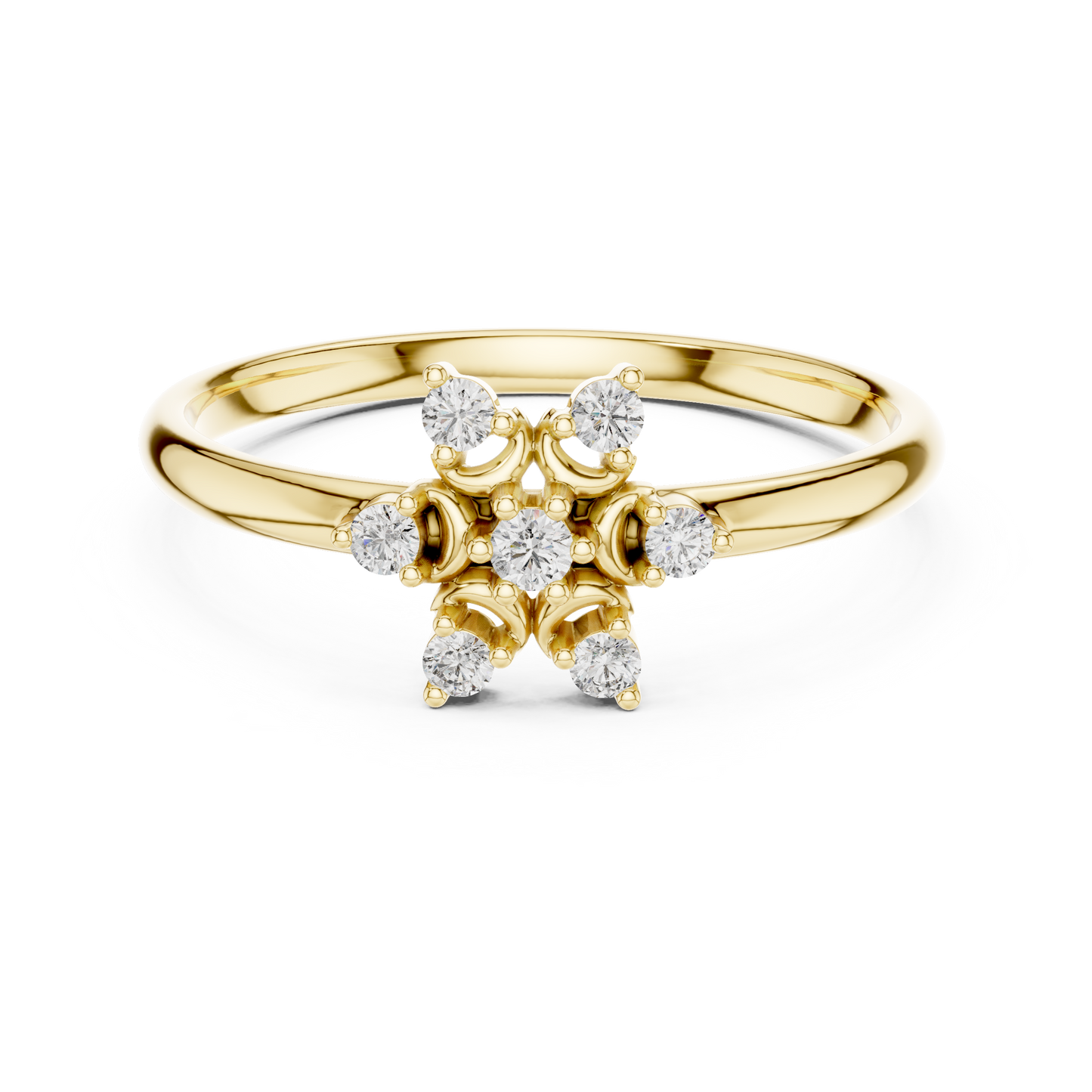 Floral Star Diamond Ring | Elegant Silver Rose Plated  Fine Jewelry | Minimalist Engagement Wedding Promise Ring
