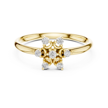 Floral Star Diamond Ring | Elegant Silver Rose Plated  Fine Jewelry | Minimalist Engagement Wedding Promise Ring