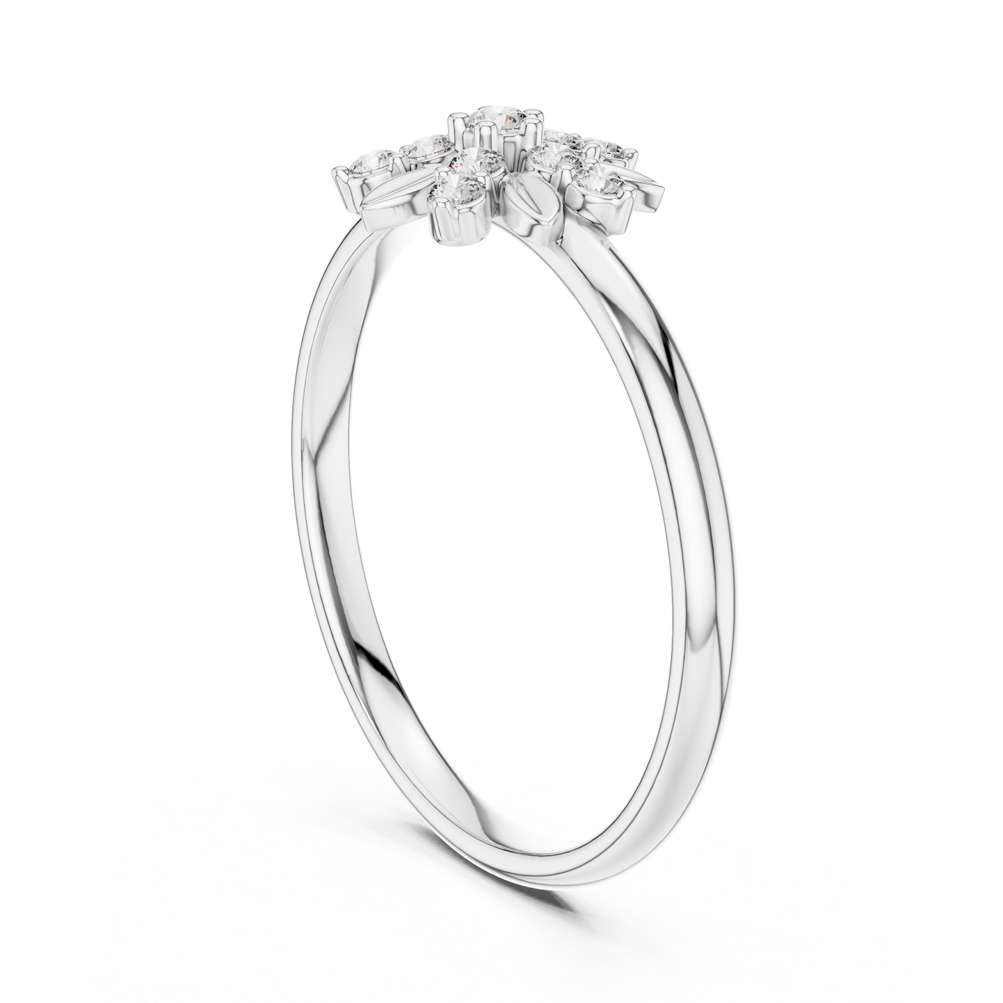 Ethereal Floral Diamond Ring | Luxury Minimal 925 Sterling Silver | Refined High End Jewelry