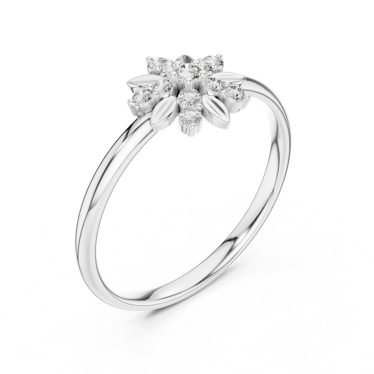 Ethereal Floral Diamond Ring | Luxury Minimal 925 Sterling Silver | Refined High End Jewelry