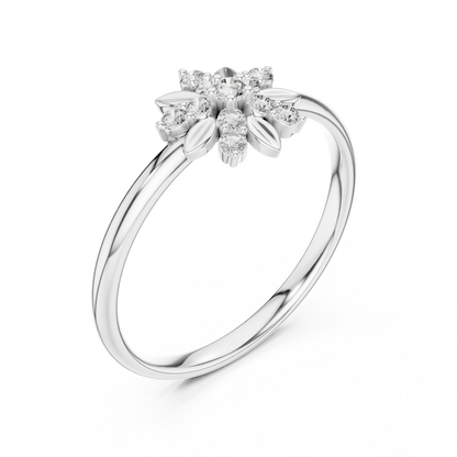 Ethereal Floral Diamond Ring | Luxury Minimal 925 Sterling Silver | Refined High End Jewelry