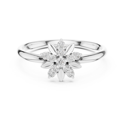 Ethereal Floral Diamond Ring | Luxury Minimal 925 Sterling Silver | Refined High End Jewelry
