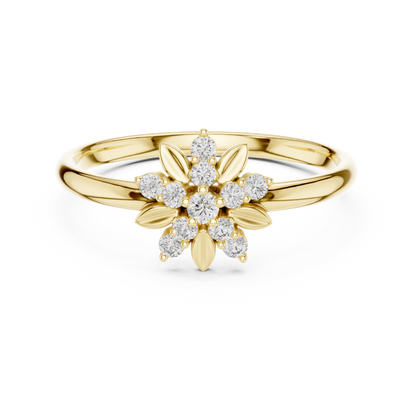 Ethereal Floral Diamond Ring | Luxury Minimal 925 Sterling Silver | Refined High End Jewelry