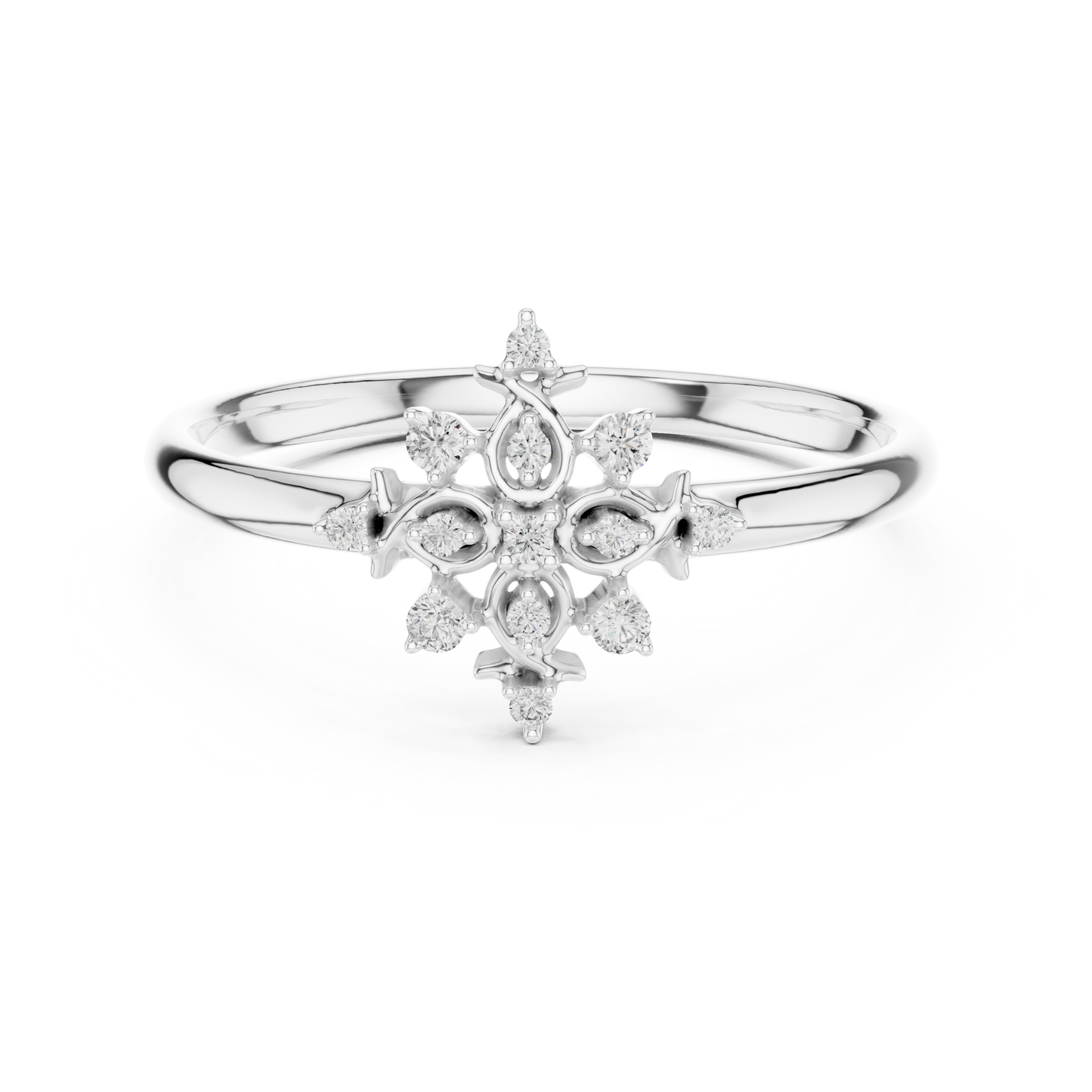 Vintage Starburst Diamond Ring | Timeless Fine 925 Sterling Silver  Craft | Romantic Everyday Luxury Wear