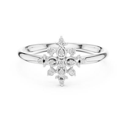 Vintage Starburst Diamond Ring | Timeless Fine 925 Sterling Silver  Craft | Romantic Everyday Luxury Wear