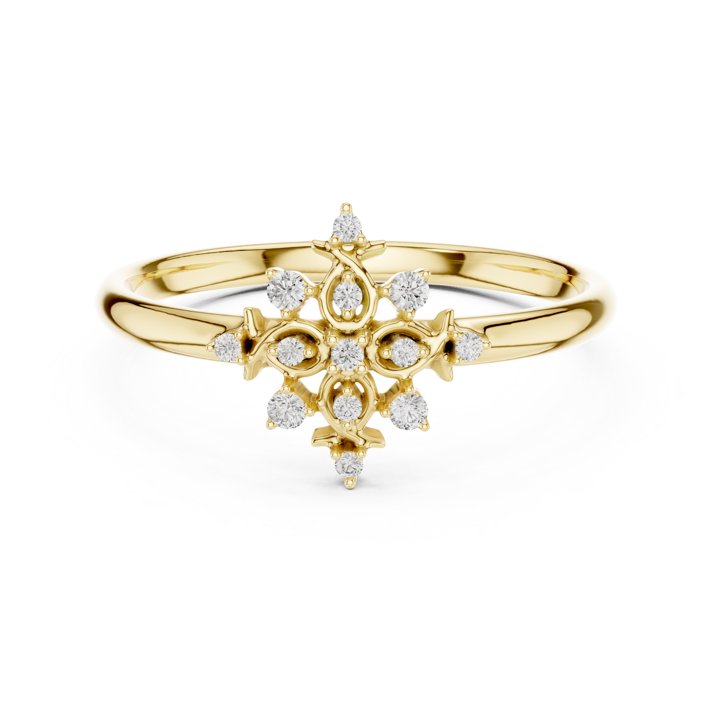 Vintage Starburst Diamond Ring | Timeless Fine 925 Sterling Silver  Craft | Romantic Everyday Luxury Wear