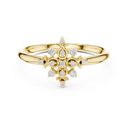 Vintage Starburst Diamond Ring | Timeless Fine 925 Sterling Silver  Craft | Romantic Everyday Luxury Wear