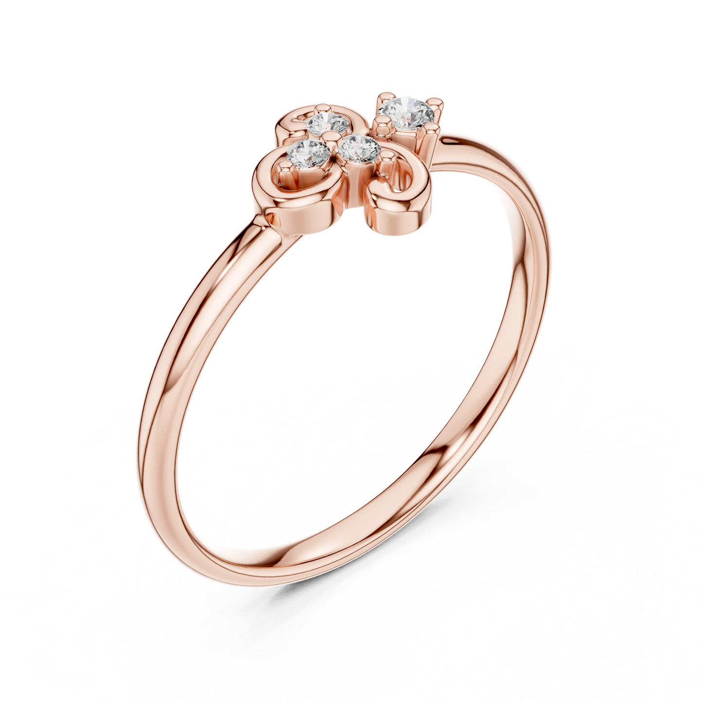 Organic Curve Diamond Ring | Floral Gold Design | Elegant Engagement Jewelry With Soft Sparkle