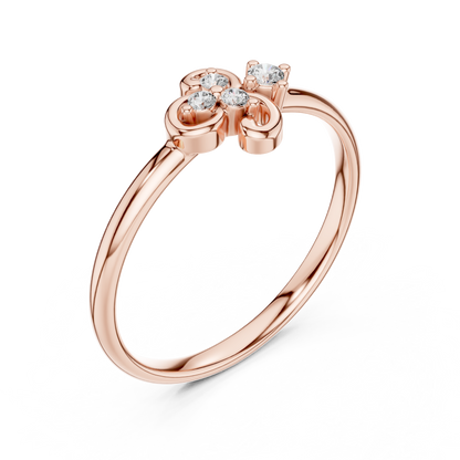Organic Curve Diamond Ring | Floral Gold Design | Elegant Engagement Jewelry With Soft Sparkle