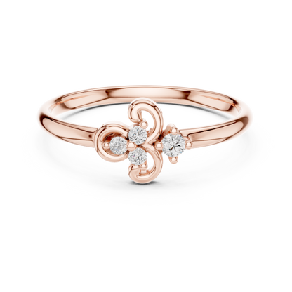 Organic Curve Diamond Ring | Floral Gold Design | Elegant Engagement Jewelry With Soft Sparkle