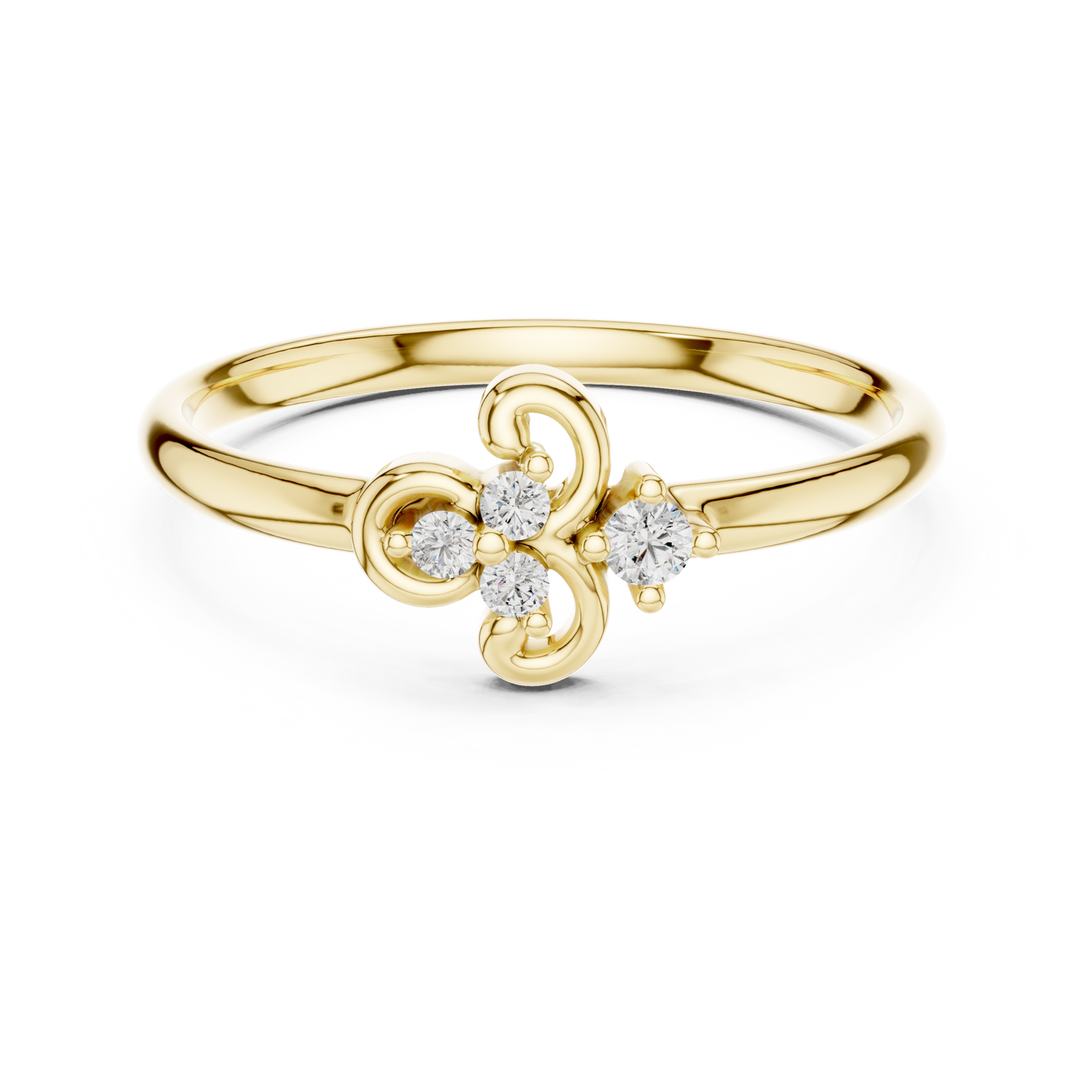 Organic Curve Diamond Ring | Floral Gold Design | Elegant Engagement Jewelry With Soft Sparkle